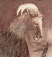 The Head by Ganesh Pyne, Mixed media on paper, sold Sep 2026