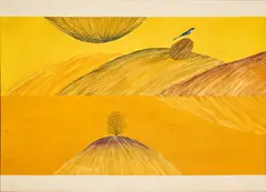 Bird, Tree and Mountain Series by Jagdish Swaminathan, Oil on canvas, sold Sep 2026