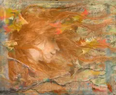 La bourrasque by Lucien Lévy-Dhurmer, Pastel sur papier vergé, marouflé sur carton, sold Feb 2025