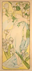 L’Iris by Alphonse Mucha, Aquarelle gouachée sur traits de crayon sur papier tendu sur carton, sold Feb 2025