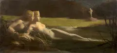 Deux ondines by Raymond Glaize, Huile sur toile (toile d’origine), sold Feb 2025