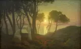 La joueuse de luth au crépuscule by Émile-René-Marie-Auguste Ménard, Pastel, sold Feb 2025
