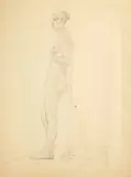 Modèle féminin sur une estrade by Étienne-Jean Delécluze, Crayon, sold Sep 2025