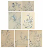 Les trois grâces by Georges Barbier, Plume et encre bleue, sold Sep 2025