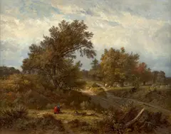 Couple de fagoteurs le long d'un chemin en forêt de Fontainebleau by Gabriel Prieur, Huile sur toile (Toile d'origine), sold Sep 2025