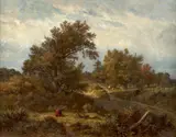 Couple de fagoteurs le long d'un chemin en forêt de Fontainebleau by Gabriel Prieur, Huile sur toile (Toile d'origine), sold Sep 2025