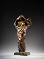 La Nature se dévoilant à la Science by Louis-Ernest Barrias, Bronze à patine brune richement nuancée, sold Sep 2025
