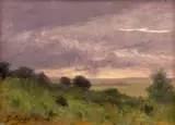 Ciel chargé près d'Harrogate, Grande-Bretagne by Gabriel Loppé, Huile sur carton, sold Sep 2025
