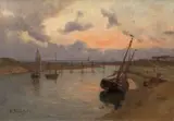 La sortie de la passe à marée basse by Gustan Le Sénéchal de Kerdréoret, Huile sur toile (Toile d'origine), sold Sep 2025