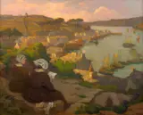 Deux bretonnes veillant le retour de leur mari by Louis-Eugène Fauconnier, Huile sur toile (Toile d'origine), sold Sep 2025
