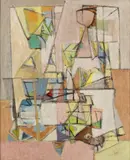 Intérieur, composition by Geer van Velde, 1947, Huile sur toile, sold Jun 2025