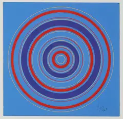 Cercles concentriques by Antonio Asis, 1962, Technique mixte sur carton, sold Jun 2025