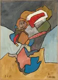 Sans titre by Gaston Chaissac, 1961, Ripolin sur papier journal marouflé sur toile, sold Jun 2025