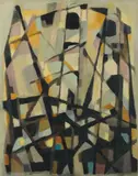 Barques et phares by Alfred Manessier, 1948, Huile sur toile marouflée sur carton, offered Jun 2025