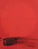 Methasphère rouge I by Jean Degottex, 1965, Encre de Chine et plaka sur papier, sold Jun 2025