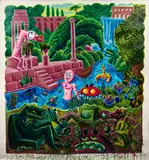 Dans leur piaule pourrie ils rêvent d'un monde meilleur by Hervé Di Rosa, 1984, Acrylique sur toile libre, sold Jun 2025