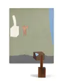 Sans titre by Joël Kermarrec, 1970-71, Acrylique et huile sur toile et objet en bois, sold Jun 2025