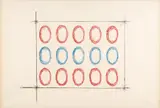 Ovali rossi e blu by Turi Simeti, 1964, Pastel sur carton marouflé sur toile, sold Jun 2025