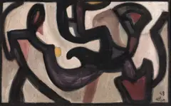Circus parade by Jean-Michel Atlan, 1958, Huile sur toile, sold Dec 2025