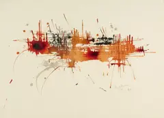 Composition by Georges Mathieu, 1960, Encre sur papier, sold Dec 2025