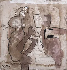 Sans titre (série Les Terres) by Roberto Matta, circa 1963, Technique mixte sur toile, sold Dec 2025