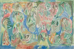 Entièrement clos by Pierre Alechinsky, 1962, Huile sur toile, sold Dec 2025