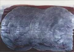 N°6-1974 Grand tourbillon by Anna-Eva Bergman, 1974, Acrylique, pâte à modeler et feuille de métal sur papier, sold Dec 2025