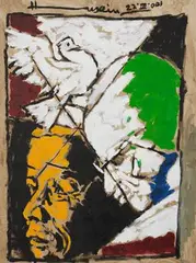 Untitled by M. F. Husain, Oil on canvas, sold Sep 2020