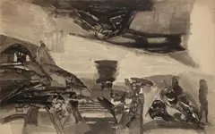 Untitled by Ram Kumar, 1968, Ink on paper pasted on mount board, sold Jun 2020