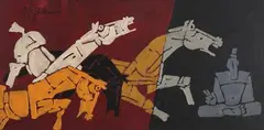 Untitled by M. F. Husain, Oil on canvas, sold Jun 2020