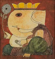 Untitled by Badri Narayan, Watercolour, pen and ink on paper, sold Jun 2020