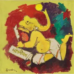 Untitled by M. F. Husain, Acrylic on canvas, sold Jun 2020