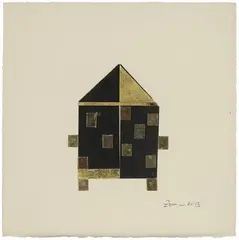 Untitled by Zarina, 2013, Indian handmade paper stained with sumi ink on Arches cover buff paper, sold Jun 2020