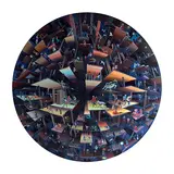 Shows are going on (Space and Ladder series) by C Bhagyanath, Oil and acrylic on canvas, sold Jan 2019