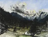 Lands, Waters and Skies: Imagined Mountains by Nikhil Chopra, 2018, Watercolour, charcoal and pastel on paper, sold Jan 2019
