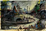 The Fountain at Jabalpur by Hari Ambadas Gade, Watercolour on paper pasted on mount board, sold Jun 2019
