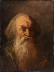 Bearded Man by Evelyn Withrow, oil on canvas, sold Feb 2026