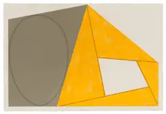 Gray Ellipse/Yellow Frame by Robert Mangold, 1988, Acrylique et fusain sur papier fort, sold Dec 2025