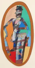 Man in the city by Antonio Seguí, circa 1987, Acrylique sur carton, sold Dec 2025