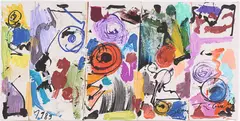 Untitled n°4 by Jean Tinguely, 1989, Technique mixte, ruban adhésif et collage de tube de peinture sur carton, sold Dec 2025