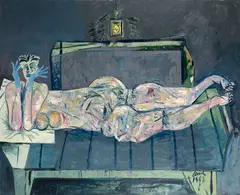 Nu aux mains bleues by Louis Cane, 1983, Huile sur toile, sold Dec 2025
