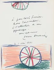 Roue by Pierre Alechinsky, 1971, Pastels gras et encre sur papier, sold Dec 2025