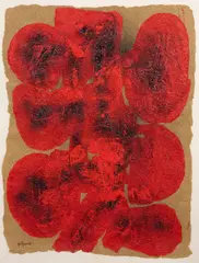 Sans titre by Ladislas Kijno, circa 1990, Acrylique sur papier froissé, sold Dec 2025