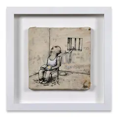 Sans titre (Escape) by Dran, Crayon et gouache sur papier marouflé sur toile, sold Apr 2025