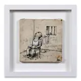 Sans titre (Escape) by Dran, Crayon et gouache sur papier marouflé sur toile, sold Apr 2025