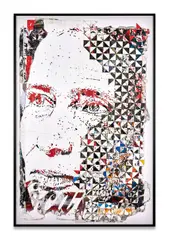 Dicey Series #19 by Vhils, 2019, Affiches publicitaires collectées dans la rue et découpées à la main, sold Apr 2025