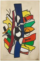 Composition murale by Fernand Léger, 1953, Huile sur toile, sold Oct 2025