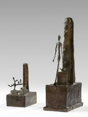 Ensemble de deux bronzes by Alberto Giacometti, Bronze à patine brun vert, sold Oct 2025