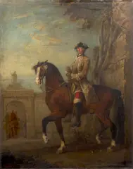 Portrait équestre d’un écuyer du roi by Charles Cozette, Huile sur toile, sold Mar 2025