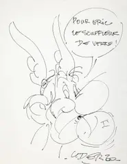Astérix by Albert Uderzo, Stylo noir sur papier pour une illustration représentant ce guerrier Gaulois., sold Nov 2025
